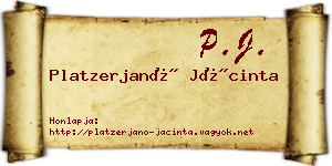 Platzerjanó Jácinta névjegykártya